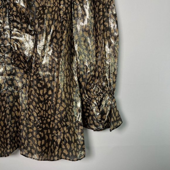 NWT alice + olivia SILK Blend‎ Leopard Print V neck Ruffle Trim Blouse SMALL - Picture 11 of 15